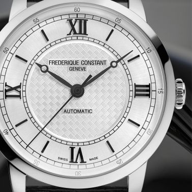 Montre Frédérique Constant Classics Première Automatique cadran argenté bracelet cuir 38,5 mm