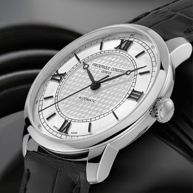 Montre Frédérique Constant Classics Première Automatique cadran argenté bracelet cuir 38,5 mm