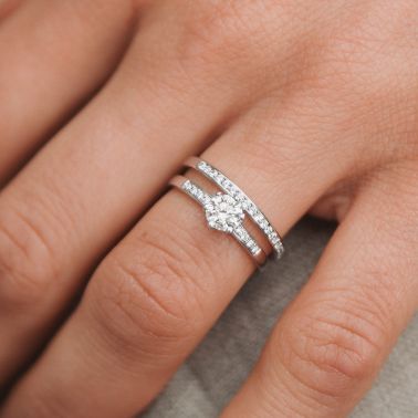 Lepage Achille solitaire ring in rose gold and diamonds