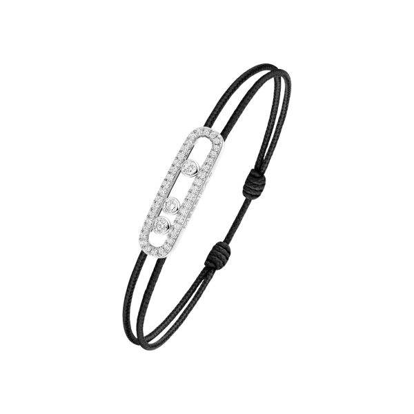 Messika Care s women s cord black bracelet in white gold and diamonds Lepage