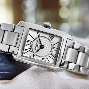 Frédérique Constant Classics Carrée Ladies quartz white dial steel bracelet 23 x 21 mm