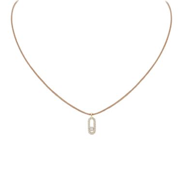 Messika Care(s) Cordon beige women's necklace Paved in yellow gold and diamonds