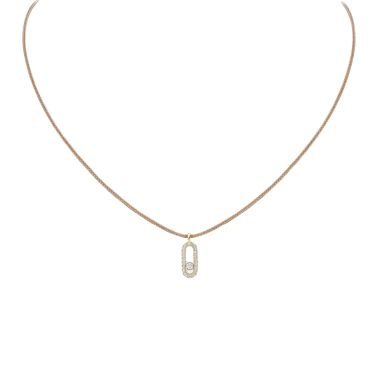 Messika Care(s) Cordon beige women's necklace Paved in yellow gold and diamonds