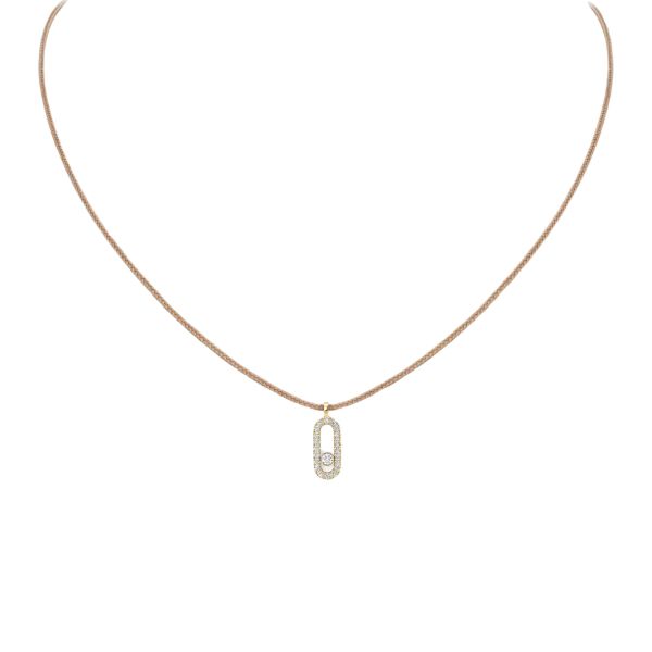 Messika Care(s) Cordon beige women's necklace Paved in yellow gold and diamonds