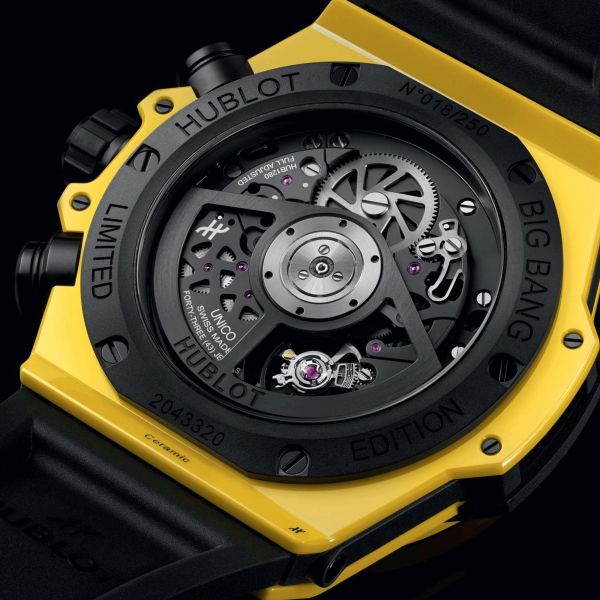 Montre Hublot Big Bang Unico Yellow Magic automatique cadran squelette 44 mm 421.CY.471Y.RX
