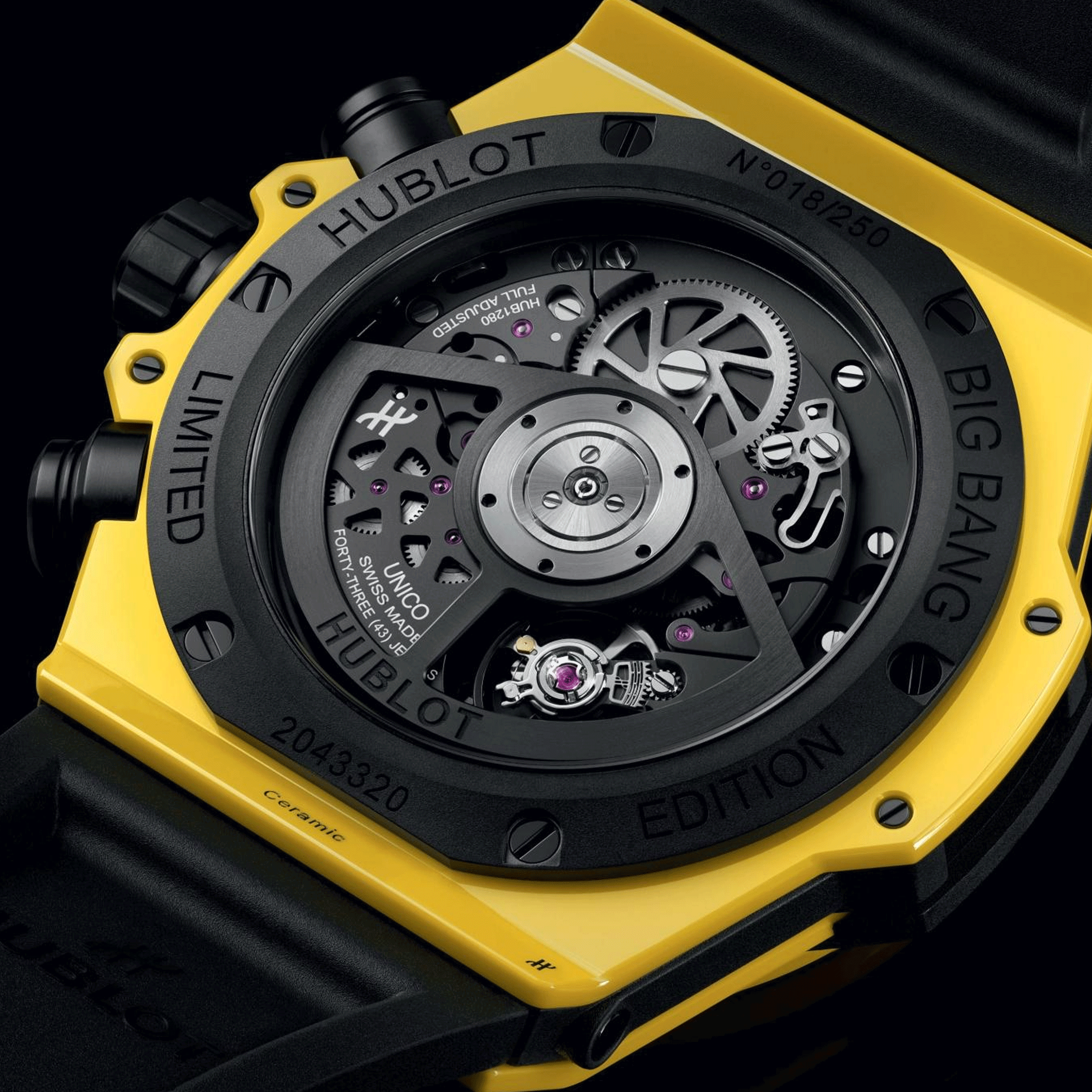 Montre Hublot Big Bang Unico Yellow Magic automatique cadran squelette 44 mm 421.CY.471Y.RX