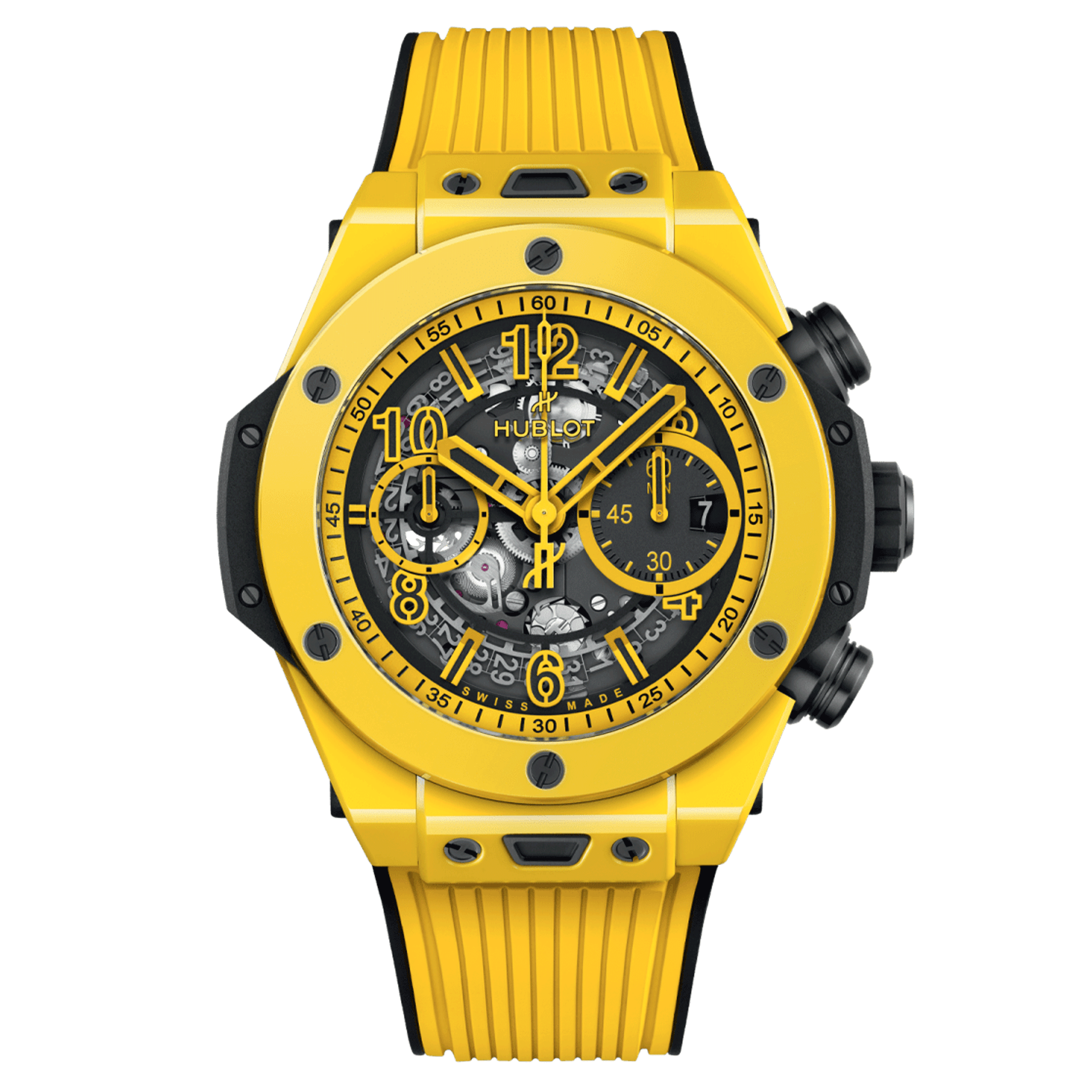 Montre Hublot Big Bang Unico Yellow Magic automatique cadran squelette 44 mm 421.CY.471Y.RX