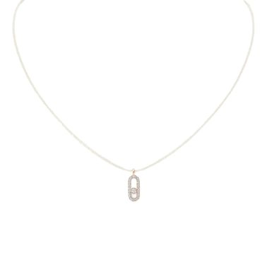 Collier Messika Care(s) femme Cordon crème Pavé en or rose et diamants