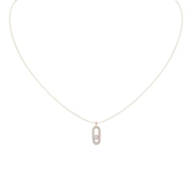 Messika Care(s) Cordon beige women's necklace Paved in yellow gold and diamonds