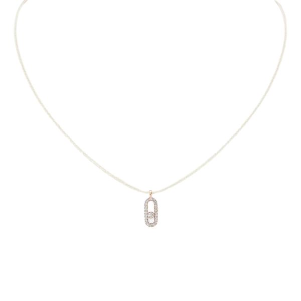 Messika Care(s) Cordon beige women's necklace Paved in yellow gold and diamonds