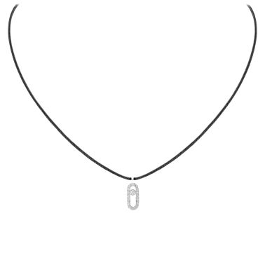 Collier Messika Care(s) femme Cordon noir Pavé en or blanc et diamants
