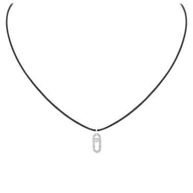 Messika Care(s) Cordon black women's necklace Paved in white gold and diamonds
