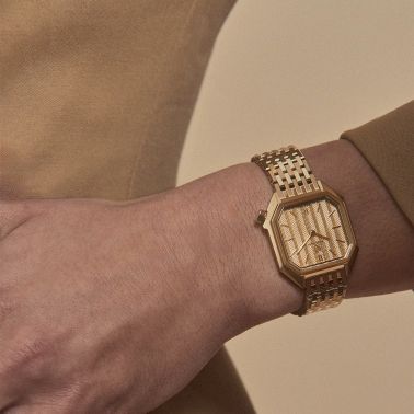 March LA.B Milady Mansart Chevrons Gold quartz steel bracelet 9 links 28 mm