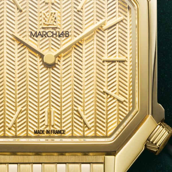 Montre March LA.B Milady Mansart cadran Chevrons Or quartz bracelet acier 9 maillons 28 mm
