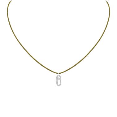 Messika Care(s) Cordon green women's necklace Paved in white gold and diamonds