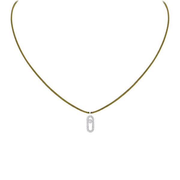 Messika Care(s) Cordon green women's necklace Paved in white gold and diamonds