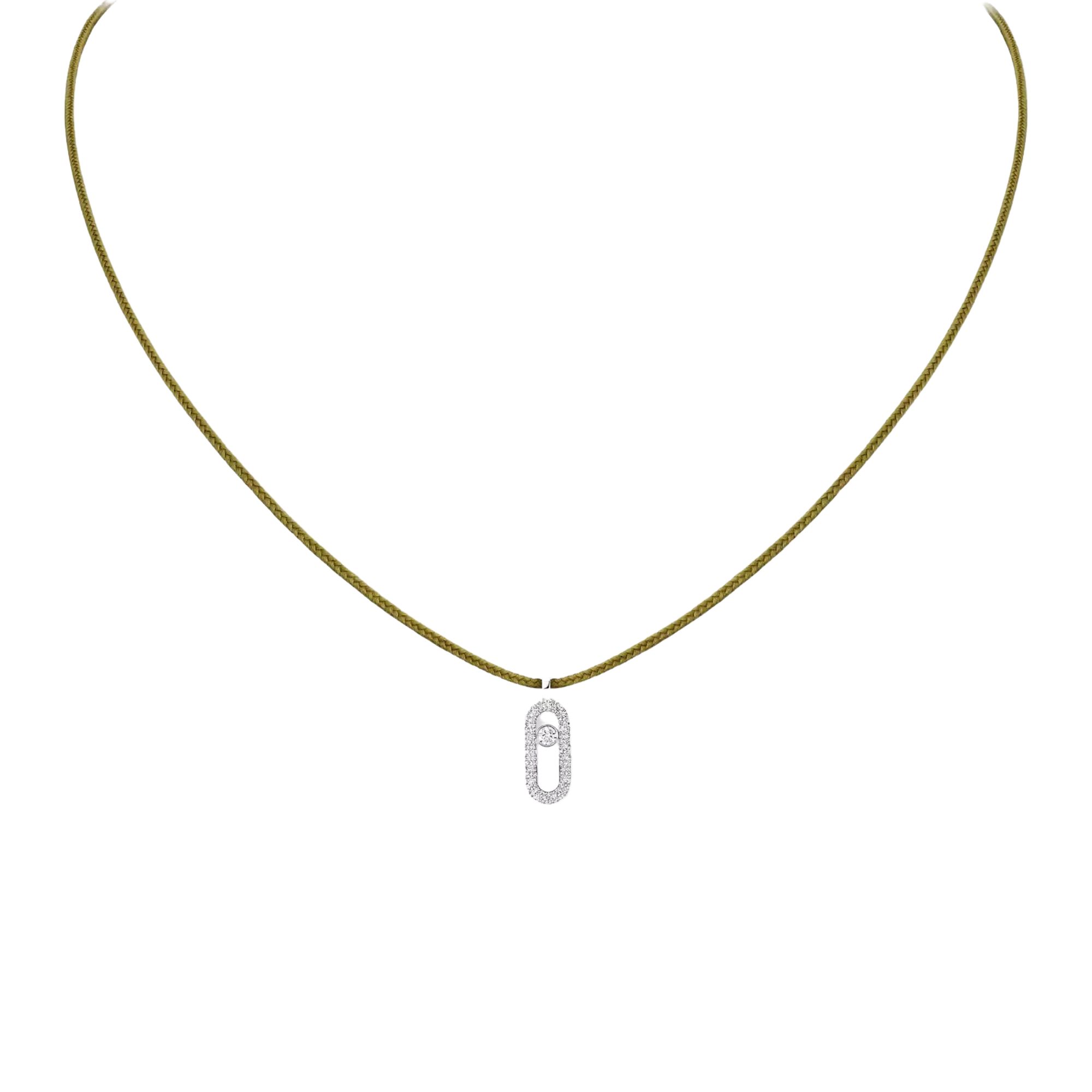 Messika Care(s) Cordon green women's necklace Paved in white gold and diamonds