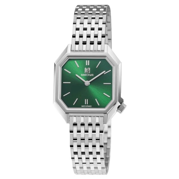 Montre March LA.B Milady Mansart Forest quartz bracelet acier 9 maillons 28 mm