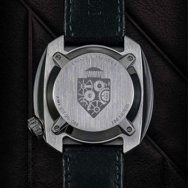 Montre March LA.B AM1 Electric Forest bracelet cuir bison perforé noir 40 mm