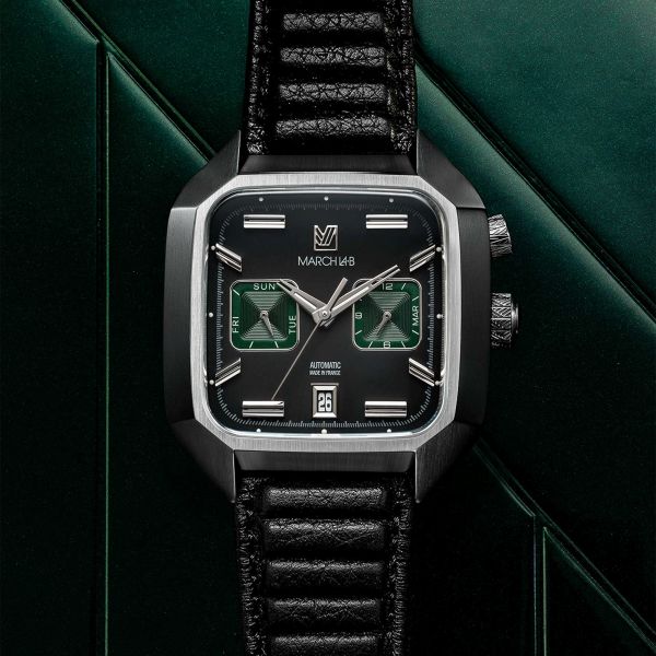 March LA.B AM2 Calendar Automatic Phantom black dial black buffalo strap 41 mm