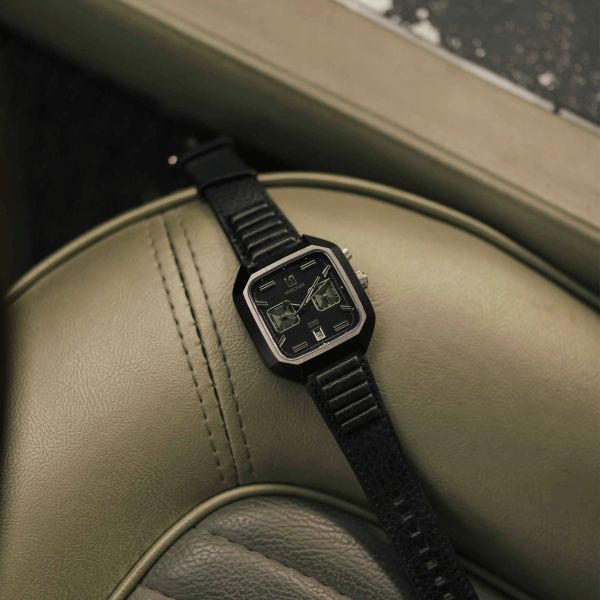 March LA.B AM2 Calendar Automatic Phantom black dial black buffalo strap 41 mm