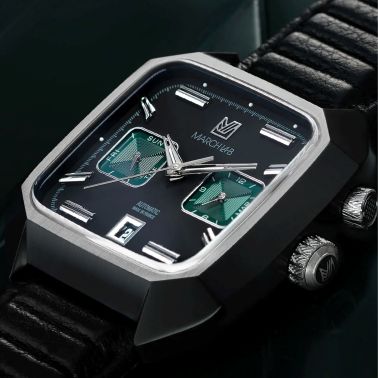 March LA.B AM2 Calendar Automatic Phantom black dial black buffalo strap 41 mm