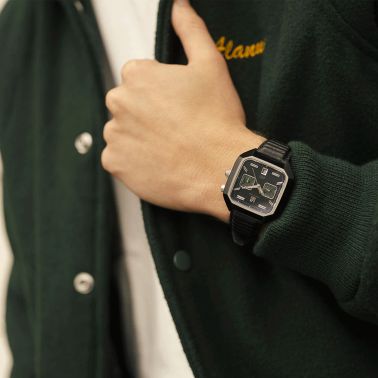 March LA.B AM2 Calendar Automatic Phantom black dial black buffalo strap 41 mm