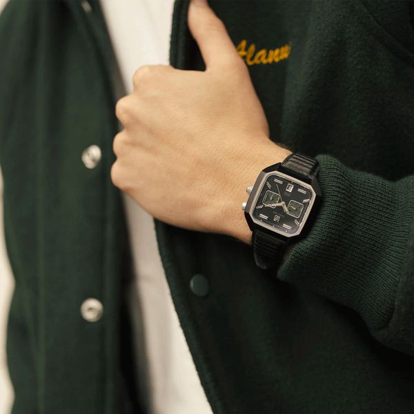 March LA.B AM2 Calendar Automatic Phantom black dial black buffalo strap 41 mm