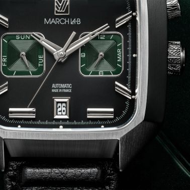 March LA.B AM2 Calendar Automatic Phantom black dial black buffalo strap 41 mm