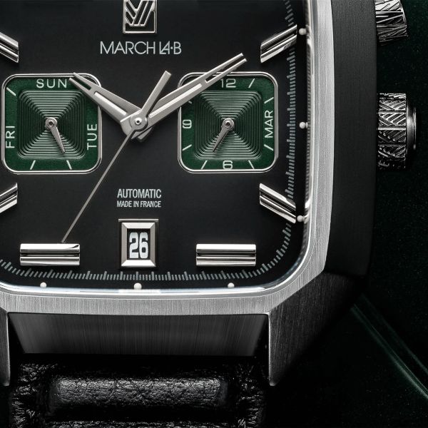 March LA.B AM2 Calendar Automatic Phantom black dial black buffalo strap 41 mm