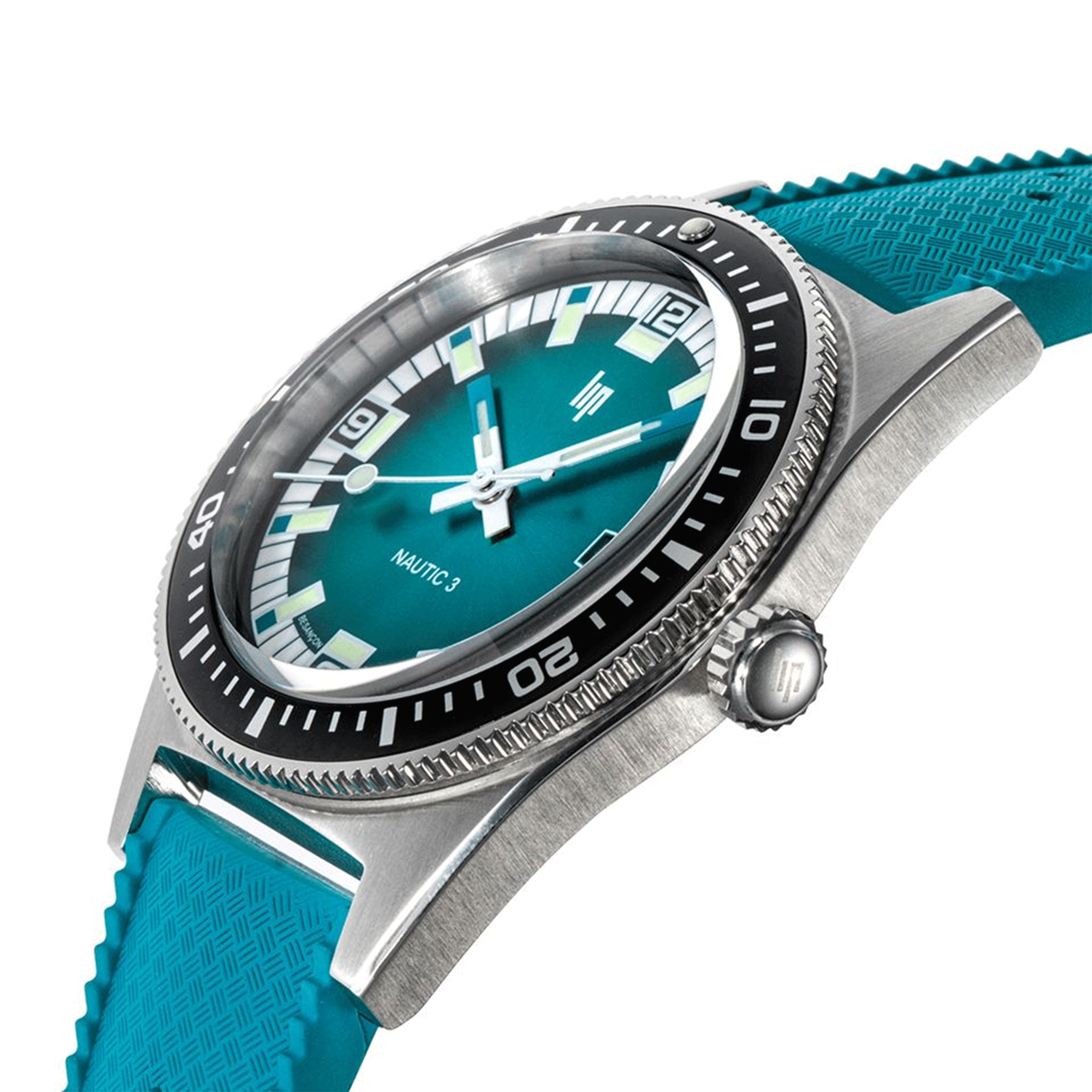 Montre Lip Nautic 3 "Océan" automatique cadran bleu bracelet caoutchouc "tropic" 39 mm