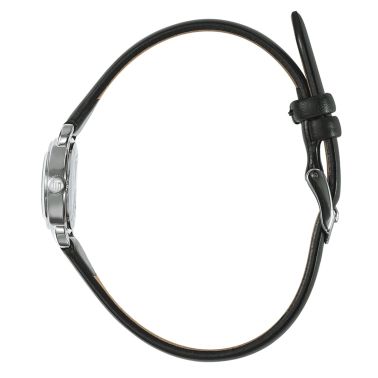 Montre Lip Henriette quartz cadran argenté bracelet cuir noir 18,5 mm