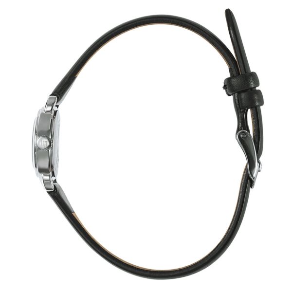 Montre Lip Henriette quartz cadran argenté bracelet cuir noir 18,5 mm