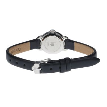 Montre Lip Henriette quartz cadran argenté bracelet cuir noir 18,5 mm