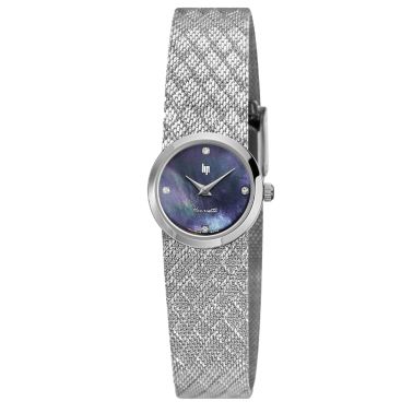 Montre Lip Henriette quartz cadran nacre bleue bracelet mailles polonaises 22 mm