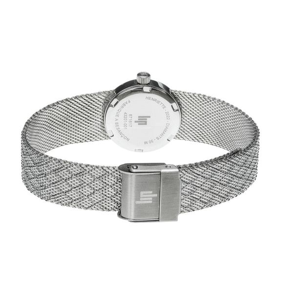Montre Lip Henriette quartz cadran nacre bleue bracelet mailles polonaises 22 mm