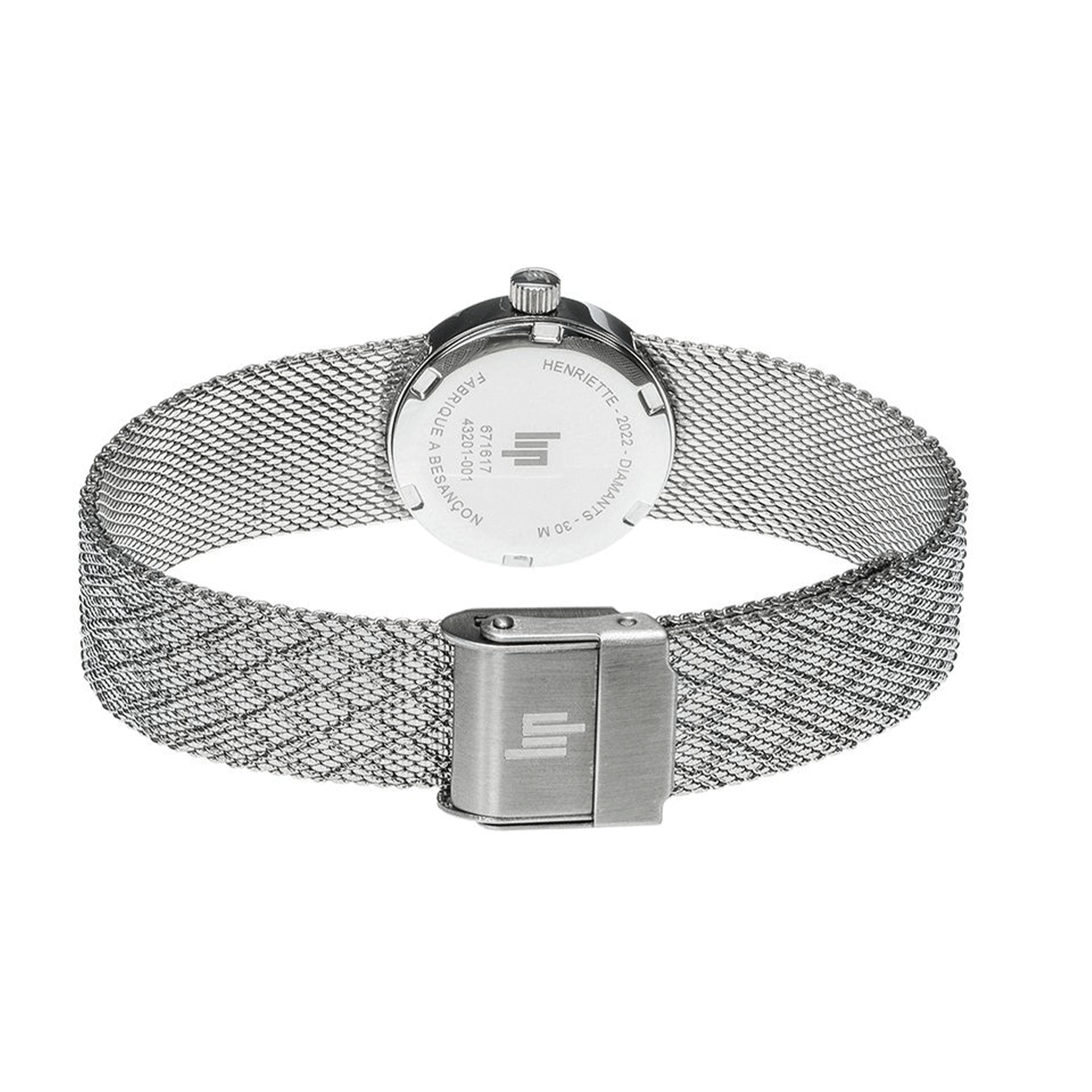 Montre Lip Henriette quartz cadran nacre bleue bracelet mailles polonaises 22 mm