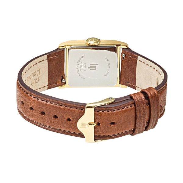 Lip Churchill C18 Gold quartz silver dial brown leather strap 21 x 21 mm