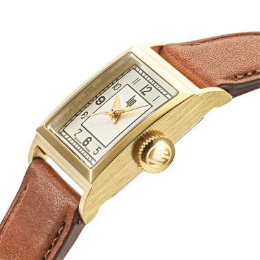 Lip Churchill C18 Gold quartz silver dial brown leather strap 21 x 21 mm