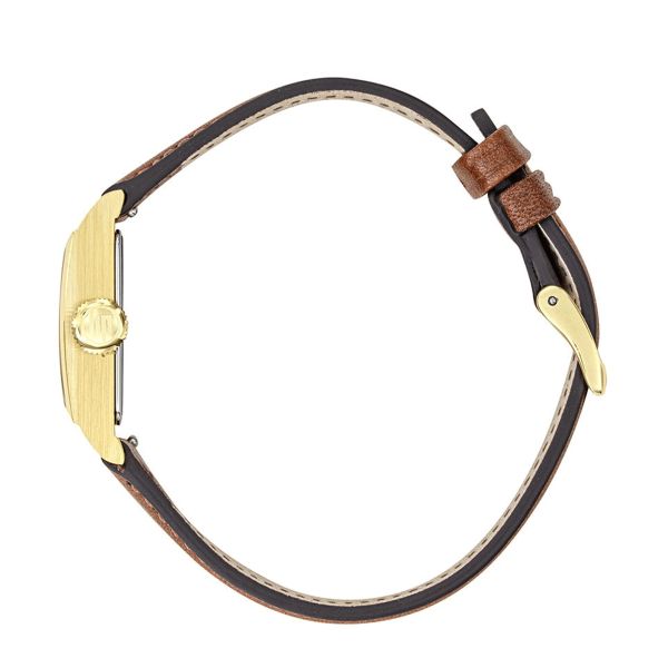 Lip Churchill C18 Gold quartz silver dial brown leather strap 21 x 21 mm