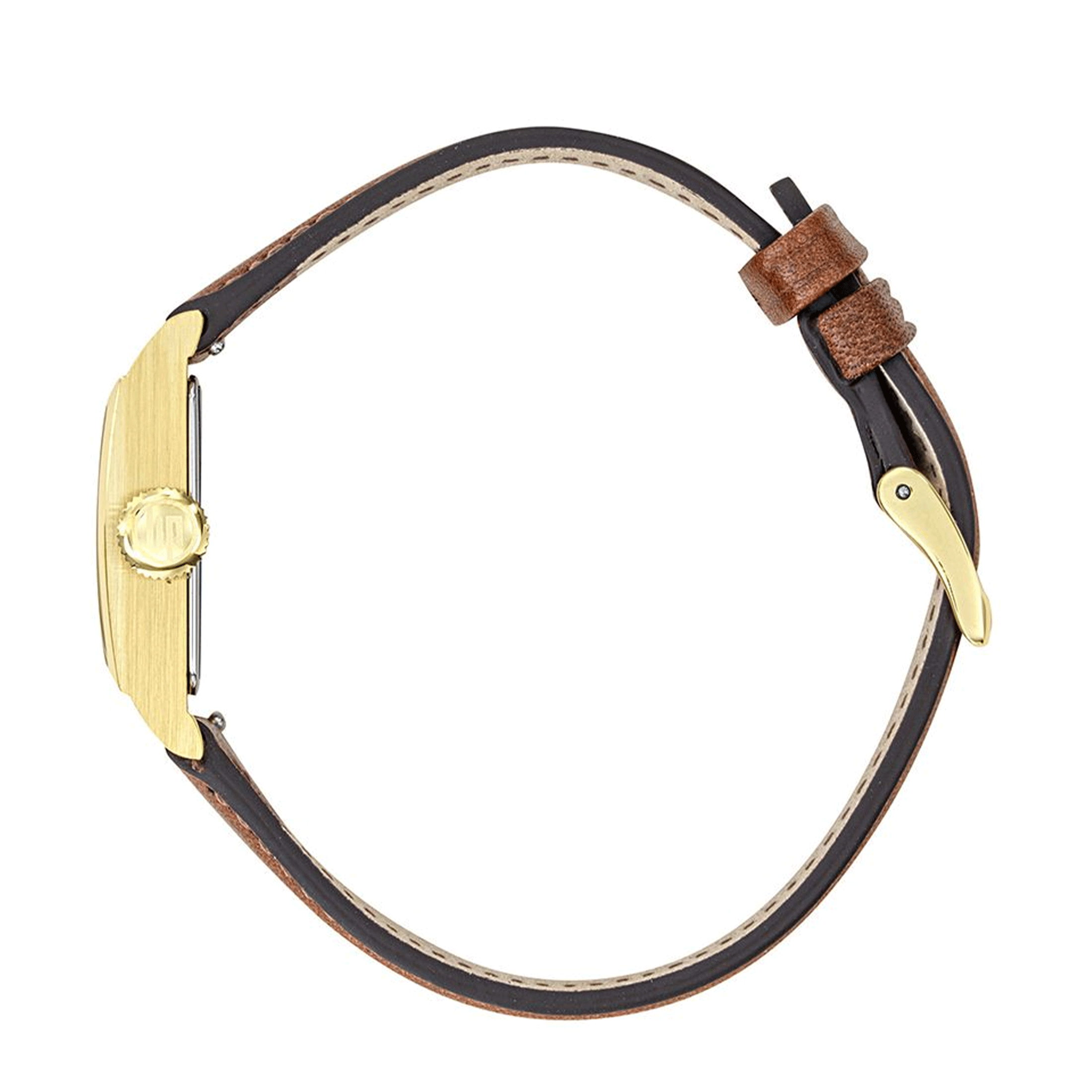 Lip Churchill C18 Gold quartz silver dial brown leather strap 21 x 21 mm