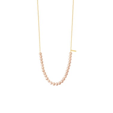 Sautoir Claverin Rock My Pearls en or jaune et perles roses