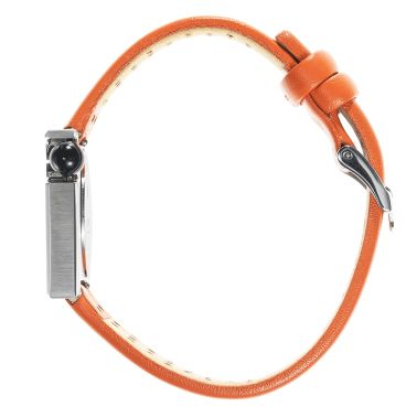 Montre Lip Mach 2000 Mini Moon quartz cadran argenté bracelet cuir orange 30 x 28 mm