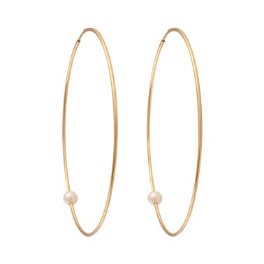 Créoles Claverin Pearly Hoop en or jaune et perles blanches