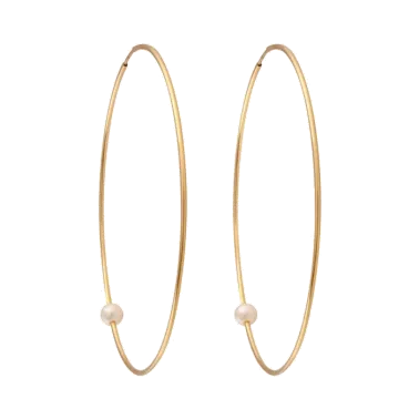 Créoles Claverin Pearly Hoop en or jaune et perles blanches