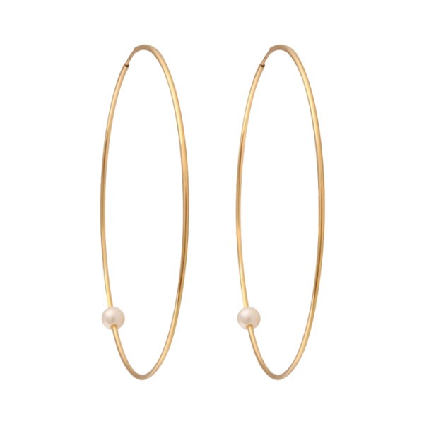 Créoles Claverin Pearly Hoop en or jaune et perles blanches