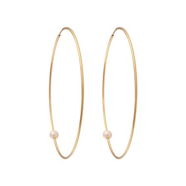 Créoles Claverin Pearly Hoop en or jaune et perles blanches