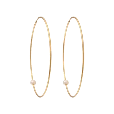 Créoles Claverin Pearly Hoop en or jaune et perles blanches