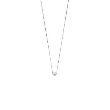 Collier Claverin Simply Mini en or blanc et perle blanche