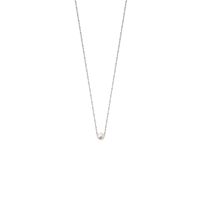 Collier Claverin Simply Mini en or blanc et perle blanche